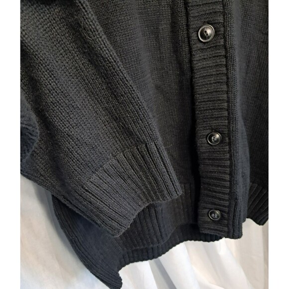Chaps Grandpa Cardigan Knit Collared Sweater Button Up Long Sleeve Black Large - Picture 6 of 11